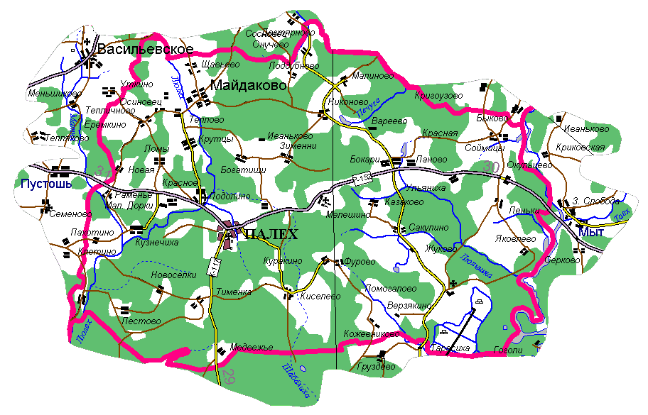 [Карта Палехского района Ивановской области]